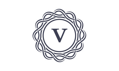V Letter Crest Logo