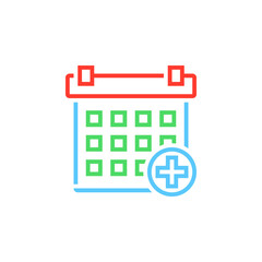 Annual medical checkup symbol. Calendar line icon, outline vector logo illustration, linear colorful pictogram isolated on white