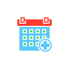 Annual medical checkup symbol. Calendar icon vector, solid logo illustration, colorful pictogram isolated on white