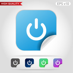 Colored icon or button of power symbol with background