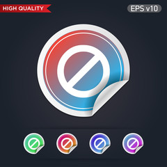 Colored icon or button of stop symbol with background