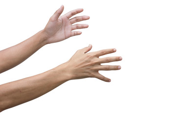 male hand and arm reaching for something
