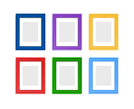 Multi colored photo frames for children picture composed in composition.
