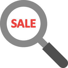 Sale inside magnifying glass.