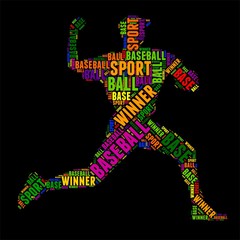 baseball typography word cloud colorful Vector illustration