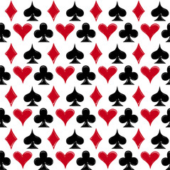 Fototapeta premium Playing card suits, seamless pattern background