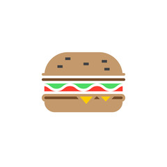 Fast food symbol. Hamburger icon vector, burger solid sign, colorful pictogram isolated on white, logo illustration