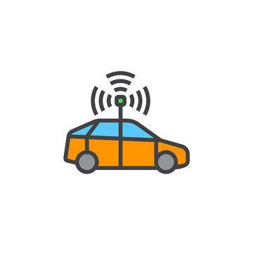 recommend clip art: autonomous car line icon, filled outline vector sign, linear colorful pictogram isolated on white, logo illustration