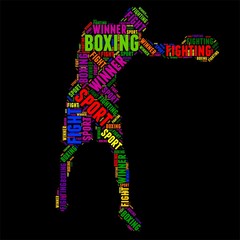 boxing Typography word cloud colorful Vector illustration