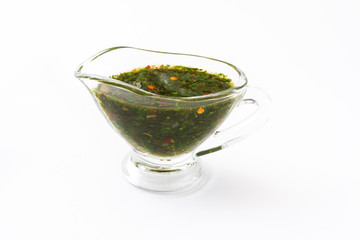 Green Chimichurri Sauce on isolated on white background

