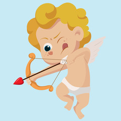 Cupid shoot a bow.Vector and illustration.