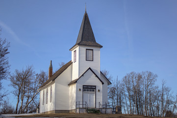 Fototapeta na wymiar countryside white church