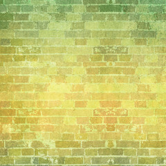 Colorful green and yellow grunge brick background