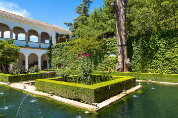 Gardens and fountains in Alhambra palace