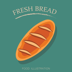 bread icon flat style isolated on green background. Flour products vector illustrator