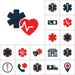 heart pulse star life icon, medical set on white background