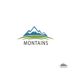 Flat Mountain. Logo of Travel Icons.