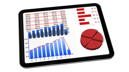 Graphs and chart on tablet pc - Business statistic concept
