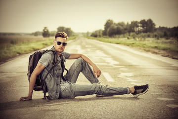 sitting on a highway