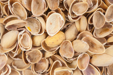 Pistachio shells closeup