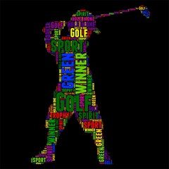 Golf Typography word cloud colorful Vector illustration