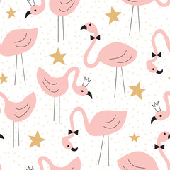 Fototapeta premium seamless flamingo pattern vector illustration