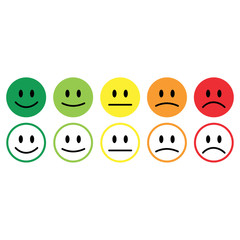 five smile icon emotions satisfaction rating feedback vector