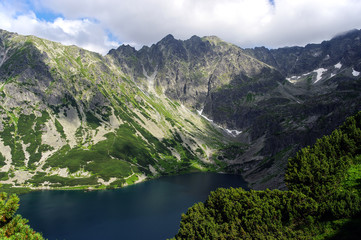 Naklejka na ściany i meble Beautiful landscape of mountain lake. High Tatras. Poland.