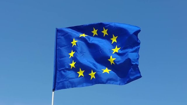 Flag of European Union. Flag of European Union flapping in the wind