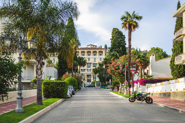 beautiful blooming street italy