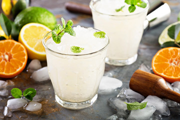 Refreshing summer cocktail with crushed ice