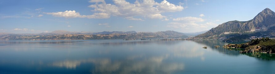 Egridir Lake panaroma in sunny and cloudy day, Isparta Turkey