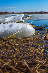The ice on the river breaks before drifting ice. Spring. © fabrikanes