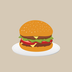 Delicious isolated cheese hamburger