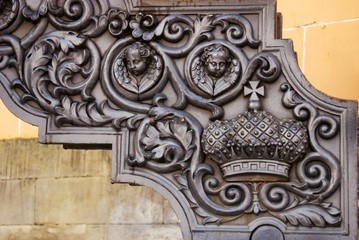 Old cannon shown in Moscow Kremlin. Color photo.