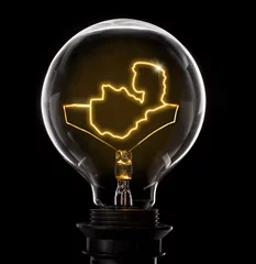 Foto op Aluminium Lightbulb with a glowing wire in the shape of Zambia (series) © eyegelb
