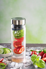 Infused detox water with strawberry