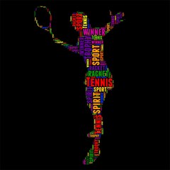 Tennis Typography word cloud colorful Vector illustration