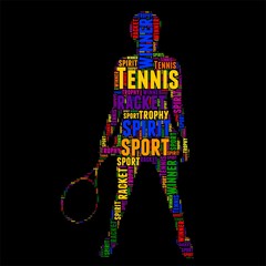 Tennis Typography word cloud colorful Vector illustration