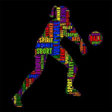 volleyball Typography word cloud colorful Vector illustration