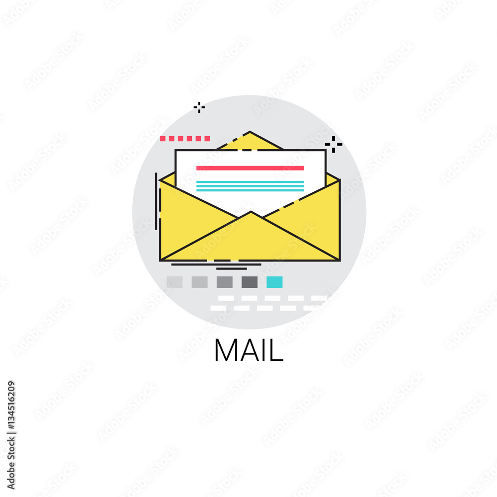 Poster notification envelope email inbox message send mail icon vector illustration