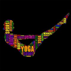 yoga Typography word cloud colorful Vector illustration