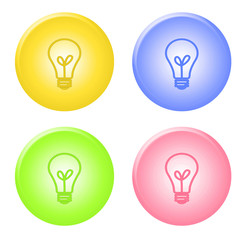 Colorful buttons of light bulbs, isolated on white 