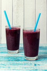 blueberry smoothie. Fitness healthy organic food.