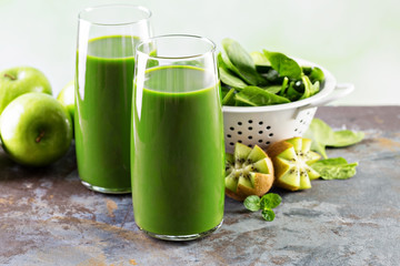 Green juice in tall glasses