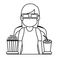 Person watching 3d movies vector illustration design