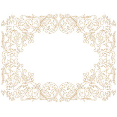 Golden vintage border frame engraving with retro ornament pattern in antique baroque style decorative design. Vector.