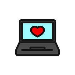 laptop with heart icon illustration