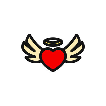 Heart Angel Wings Icon Illustration