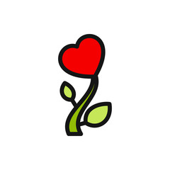heart flower icon illustration